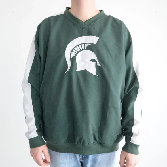 Other - Vintage 90's Y2K Knights Apparel Green & White Michigan Spartans V-neck Pullover
